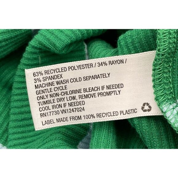 La Ligne X Target Green Light Blue Striped LS V-Neck Button-Front Bodysuit XS - Picture 6 of 7